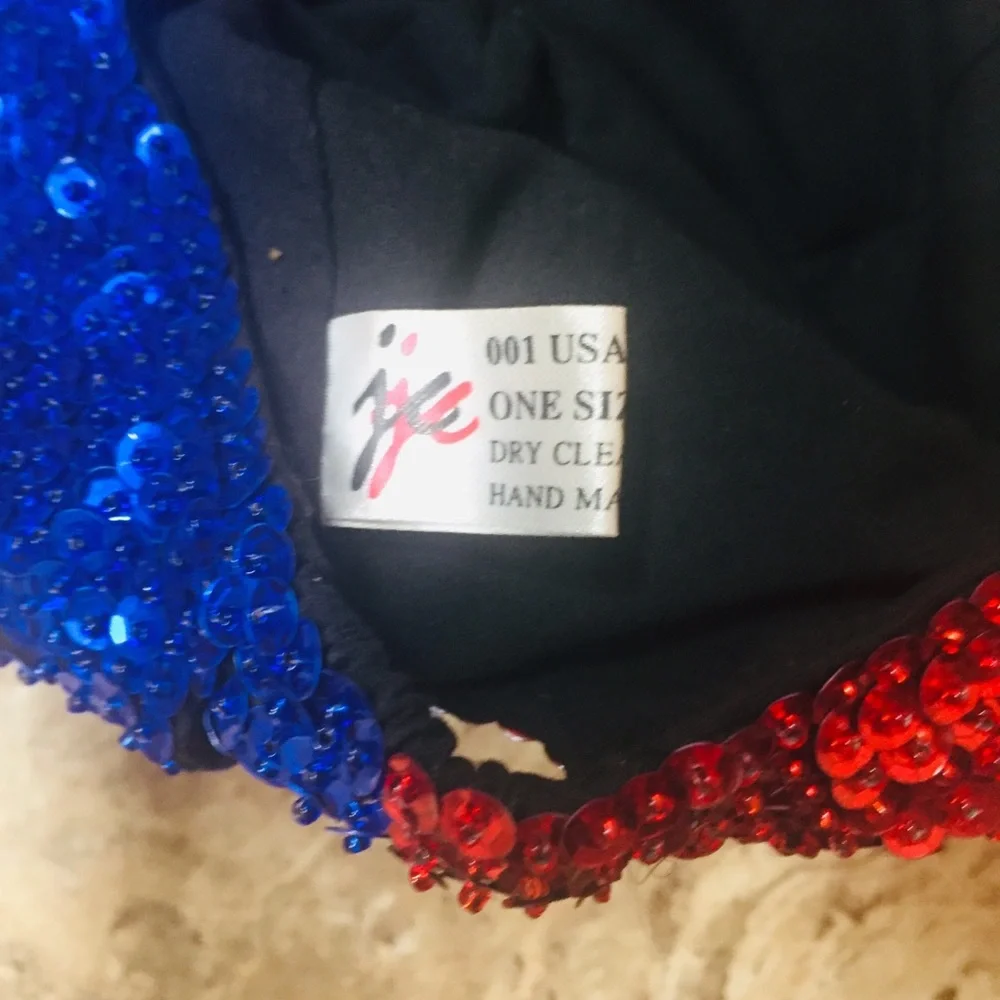 Vintage 90s Full Sequin Texas Flag Glam Baseball Cap Hat - Picture 8 of 8